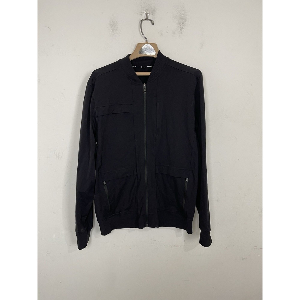 Public Rec Mens Jacket Large Black Bomber Zip Pocket Lightweight Tech‎ Crosstown